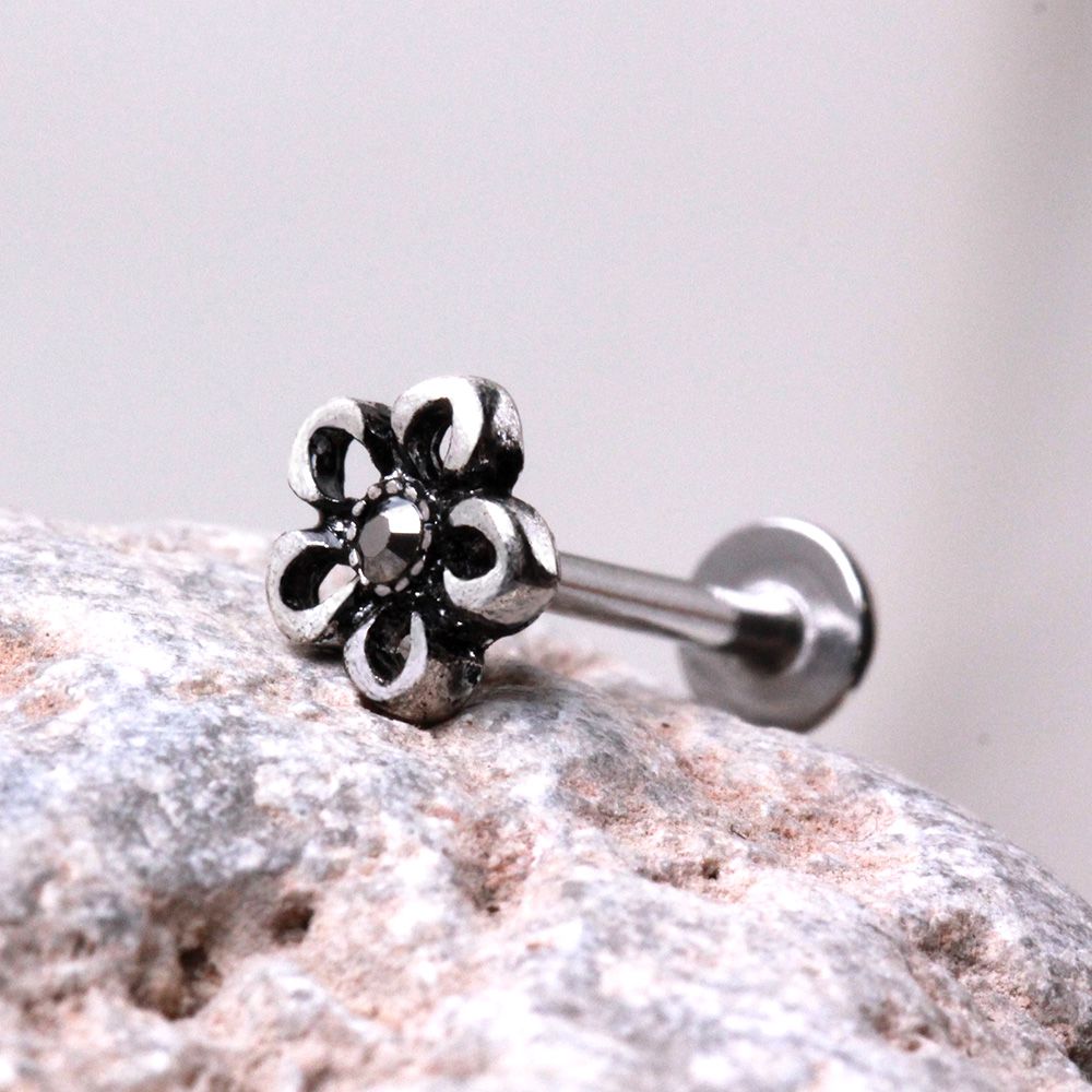 Labret Studs 316L Stainless Steel Antique Flower Labret -Rebel Bod-RebelBod