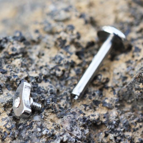 Labret Studs 316L Stainless Steel Internally Threaded Jeweled Crescent Moon Labret -Rebel Bod-RebelBod