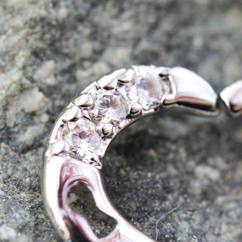 Cartilage Earring - Cartilage Hoop 316L Stainless Steel Jeweled Heart Cartilage Earring w/ Keyhole - 1 Piece -Rebel Bod-RebelBod