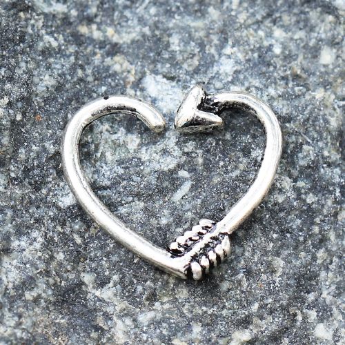 Cartilage Earring - Cartilage Hoop 316L Surgical Steel Arrow Heart Cartilage Earring - 1 Piece -Rebel Bod-RebelBod