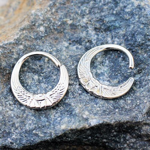 Cartilage Earring - Cartilage Hoop 316L Surgical Steel Egyptian Winged Sun Seamless Ring / Cartilage Earring - 1 Piece -Rebel Bod-RebelBod