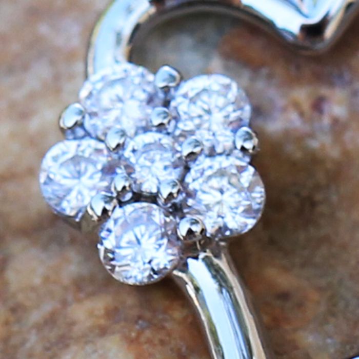 Cartilage Earring - Cartilage Hoop 316L Surgical Steel Heart Cartilage Earring w/ Flower - 1 Piece -Rebel Bod-RebelBod