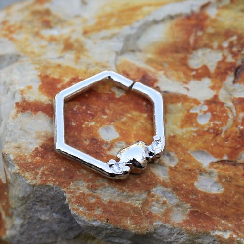 Cartilage Earring - Cartilage Hoop 316L Surgical Steel Heart Hexagon Cartilage Earring - 1 Piece -Rebel Bod-RebelBod