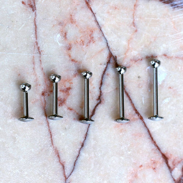 Internally Threaded Steel Labret or Monroe with Steel Top Ball : 14g Internally Threaded Steel Labret or Monroe with Steel Top Ball : 14g