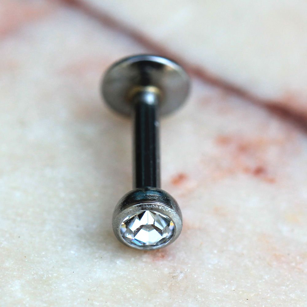 Labret Studs 316L Surgical Steel Internally Threaded Labret/Monroe w/ 2mm Gemmed Ball -Rebel Bod-RebelBod