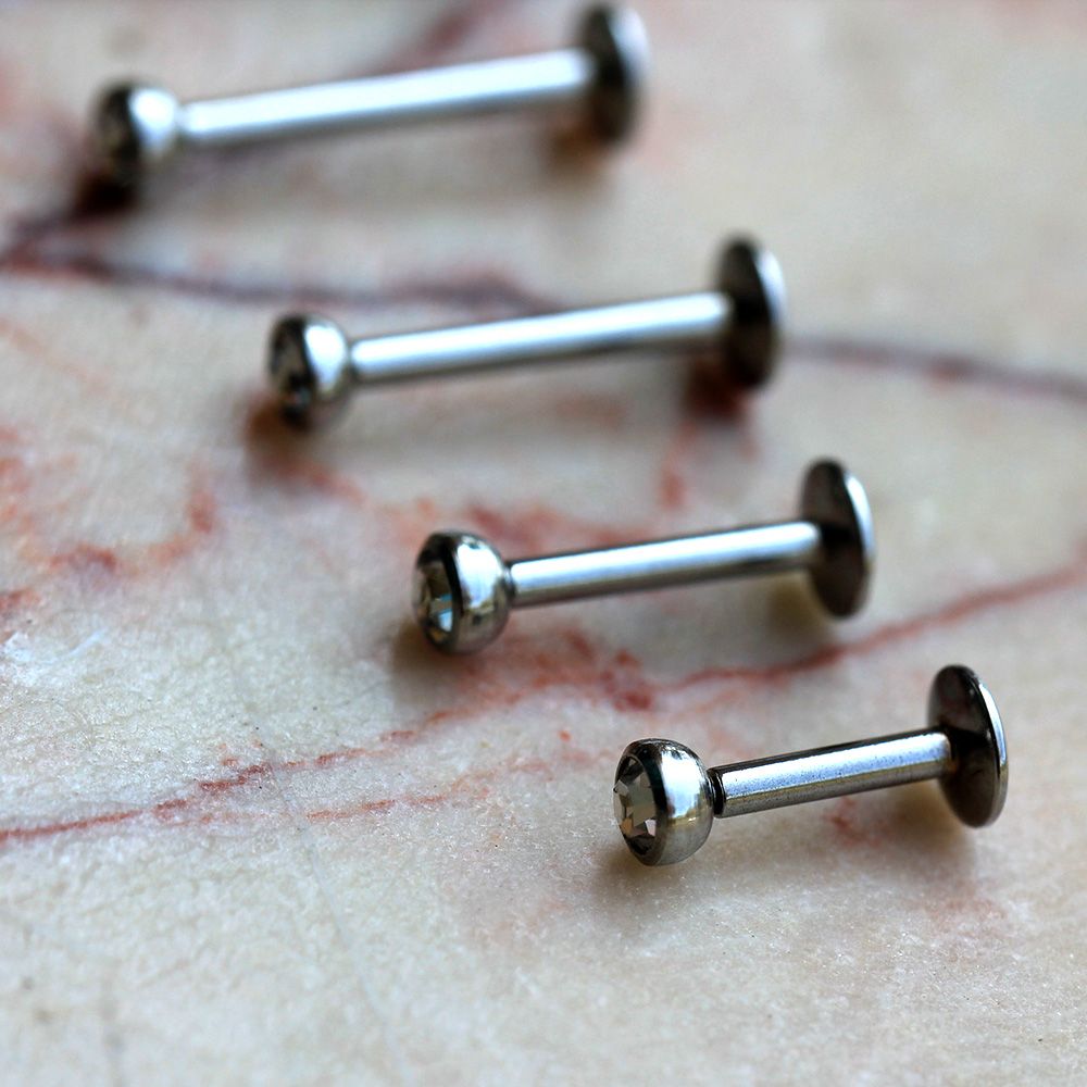 Labret Studs 316L Surgical Steel Internally Threaded Labret/Monroe w/ 2mm Gemmed Ball -Rebel Bod-RebelBod