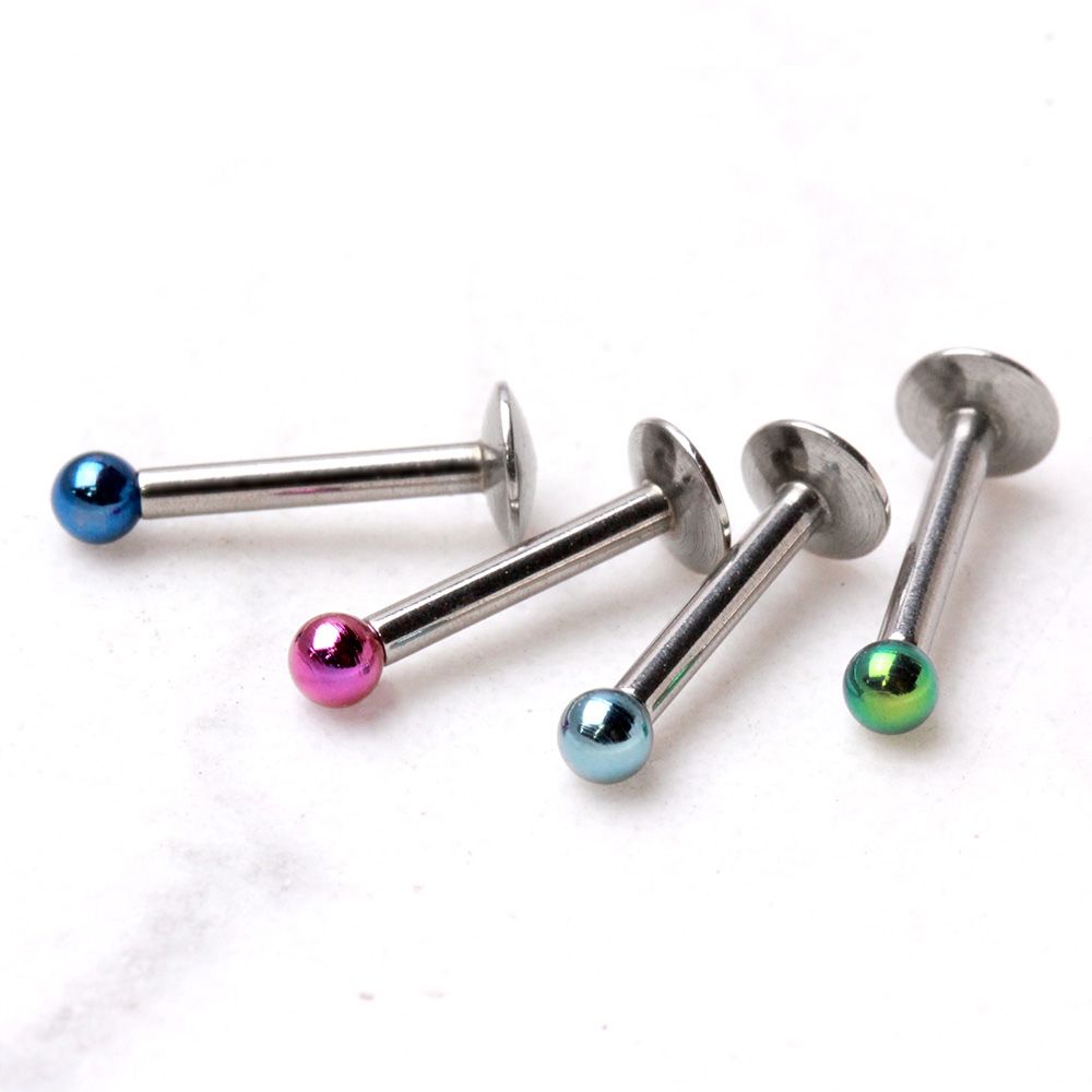 Labret Studs 316L Surgical Steel Internally Threaded Labret/Monroe w/ 2mm PVD Plated Ball -Rebel Bod-RebelBod