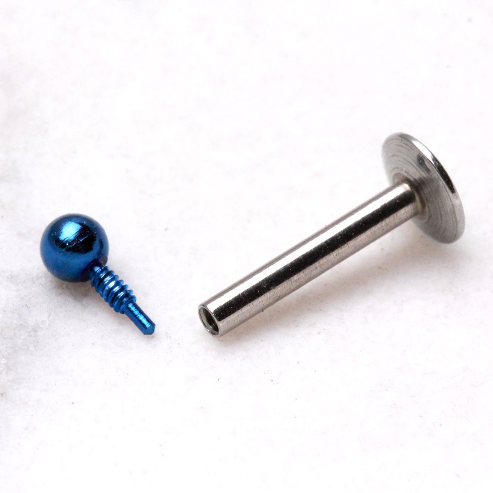 Labret Studs 316L Surgical Steel Internally Threaded Labret/Monroe w/ 2mm PVD Plated Ball -Rebel Bod-RebelBod