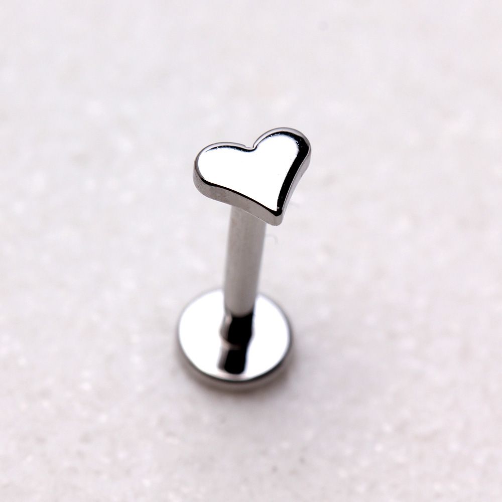 Labret Studs 316L Surgical Steel Internally Threaded Labret w/ Heart Top -Rebel Bod-RebelBod