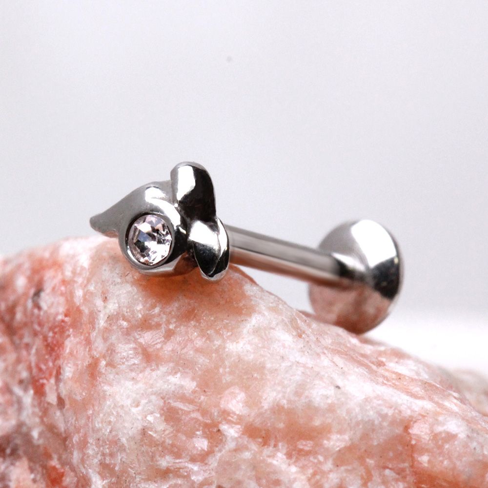 Labret Studs 316L Surgical Steel Internally Threaded Single Gem Tailed Labret -Rebel Bod-RebelBod