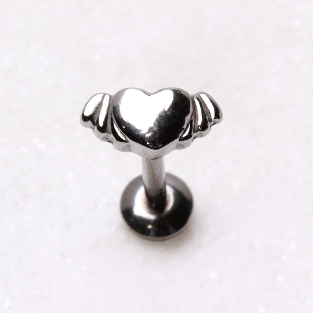 Labret Studs 316L Surgical Steel Internally Threaded Winged Heart Labret -Rebel Bod-RebelBod