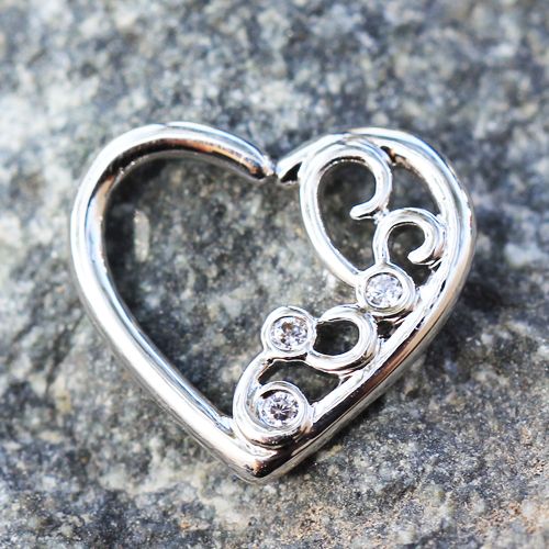 Cartilage Earring - Cartilage Hoop 316L Surgical Steel Jeweled Ornate Heart Annealed Cartilage Earring - 1 Piece -Rebel Bod-RebelBod