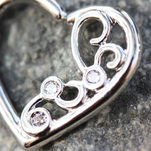 Cartilage Earring - Cartilage Hoop 316L Surgical Steel Jeweled Ornate Heart Annealed Cartilage Earring - 1 Piece -Rebel Bod-RebelBod