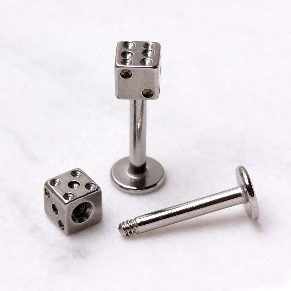 Labret Studs 316L Surgical Steel Labret w/ Dice Top -Rebel Bod-RebelBod