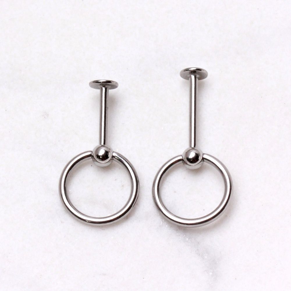 Labret Studs 316L Surgical Steel Labret w/ Slave Ring Ball -Rebel Bod-RebelBod