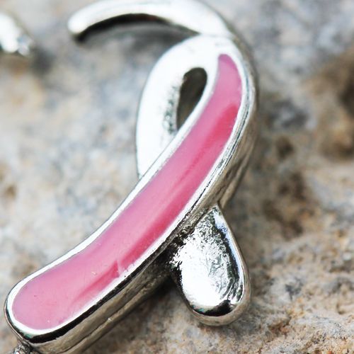 Cartilage Earring - Cartilage Hoop 316L Surgical Steel Pink Ribbon Heart Cartilage Earring - 1 Piece -Rebel Bod-RebelBod
