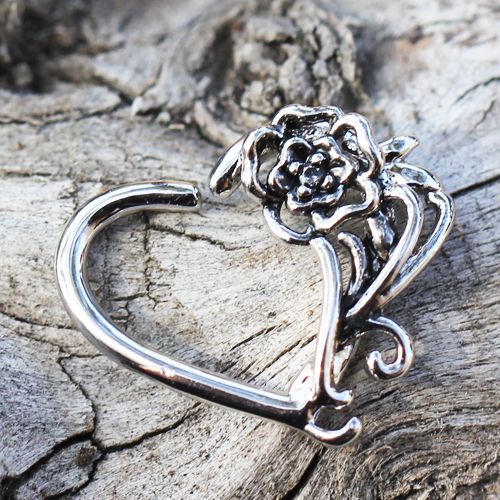 Cartilage Earring - Cartilage Hoop 316L Surgical Steel Romantic Flower Annealed Cartilage Earring - 1 Piece -Rebel Bod-RebelBod