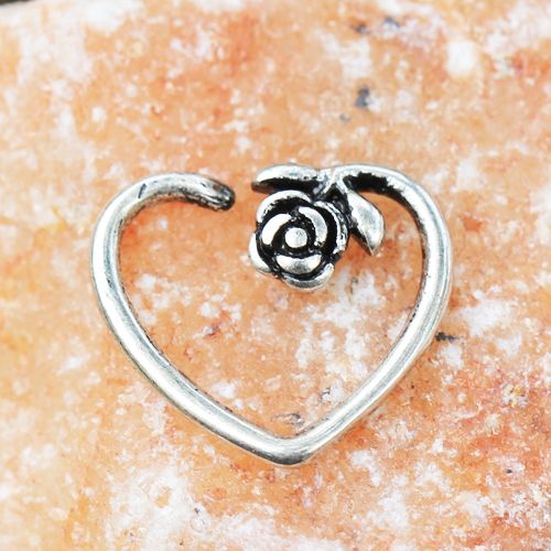 Cartilage Earring - Cartilage Hoop 316L Surgical Steel Rose Heart Cartilage Earring - 1 Piece -Rebel Bod-RebelBod