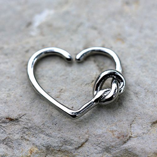 Cartilage Earring - Cartilage Hoop 316L Surgical Steel Tied Knot Heart Daith / Helix Cartilage Earring - 1 Piece -Rebel Bod-RebelBod