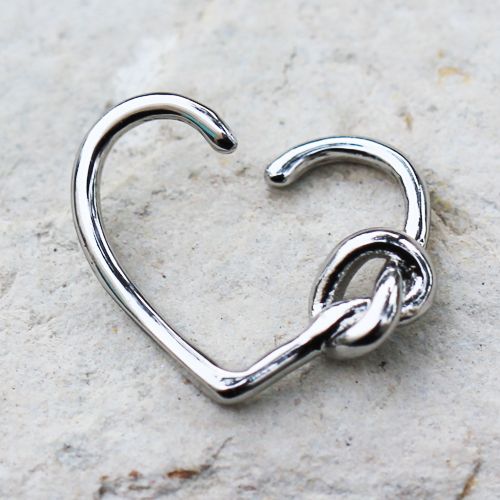 Cartilage Earring - Cartilage Hoop 316L Surgical Steel Tied Knot Heart Daith / Helix Cartilage Earring - 1 Piece -Rebel Bod-RebelBod