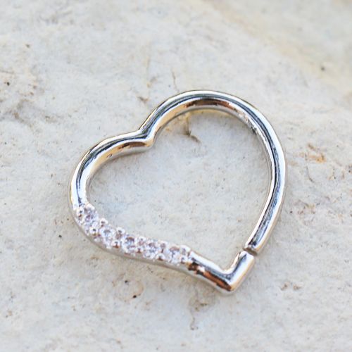 Cartilage Earring - Cartilage Hoop Annealed 316L Stainless Steel Jeweled Heart Cartilage Earring - 1 Piece -Rebel Bod-RebelBod