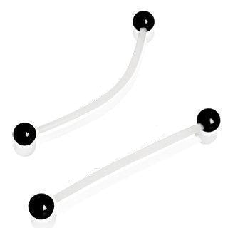 Retainers BioFlex Barbell Straight Barbell Retainer w/ Black UV Balls - 1 Piece -Rebel Bod-RebelBod