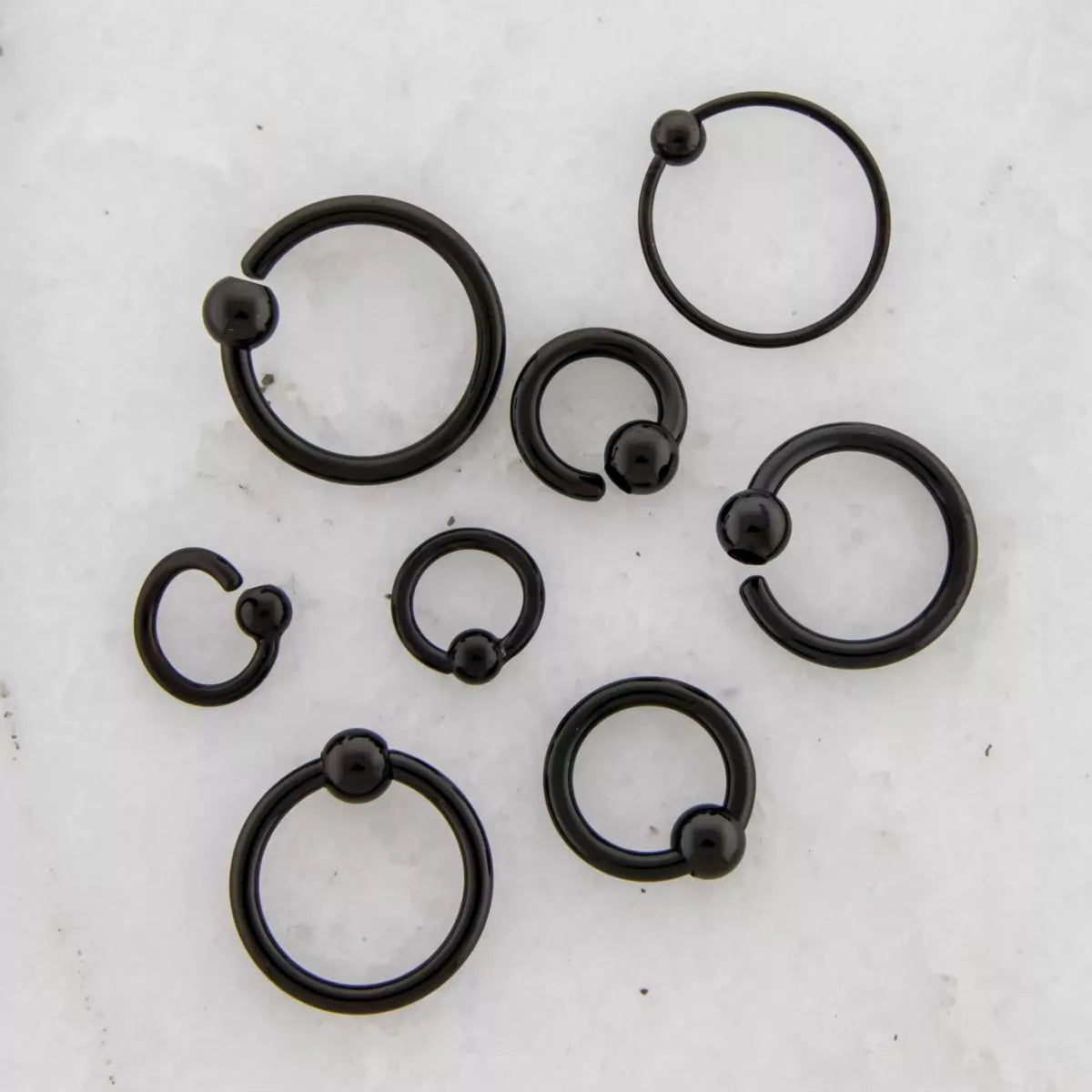 CAPTIVE BEAD RING Black Fixed Bead Captives - 1 Piece -Rebel Bod-RebelBod