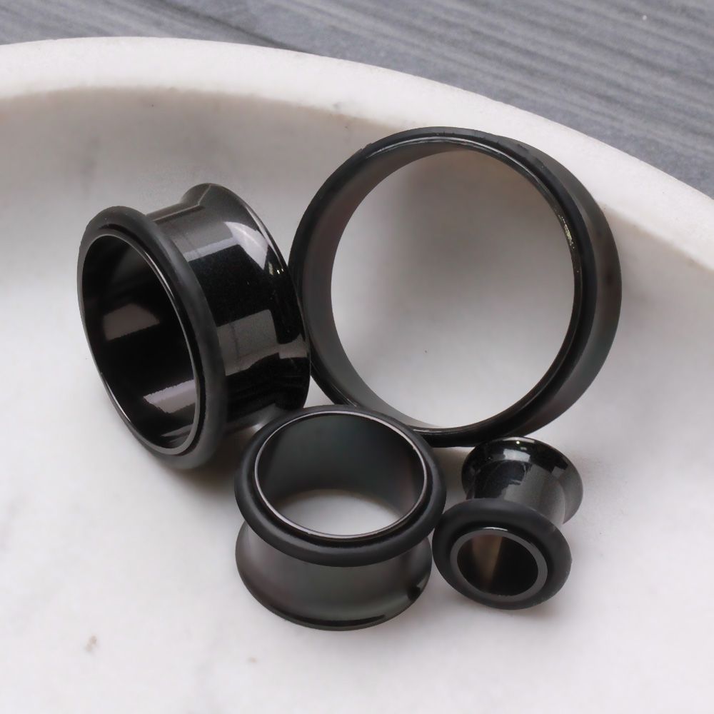 Tunnels - Single Flare Black PVD Plated Single Flare Tunnel Plug - 1 Piece -Rebel Bod-RebelBod