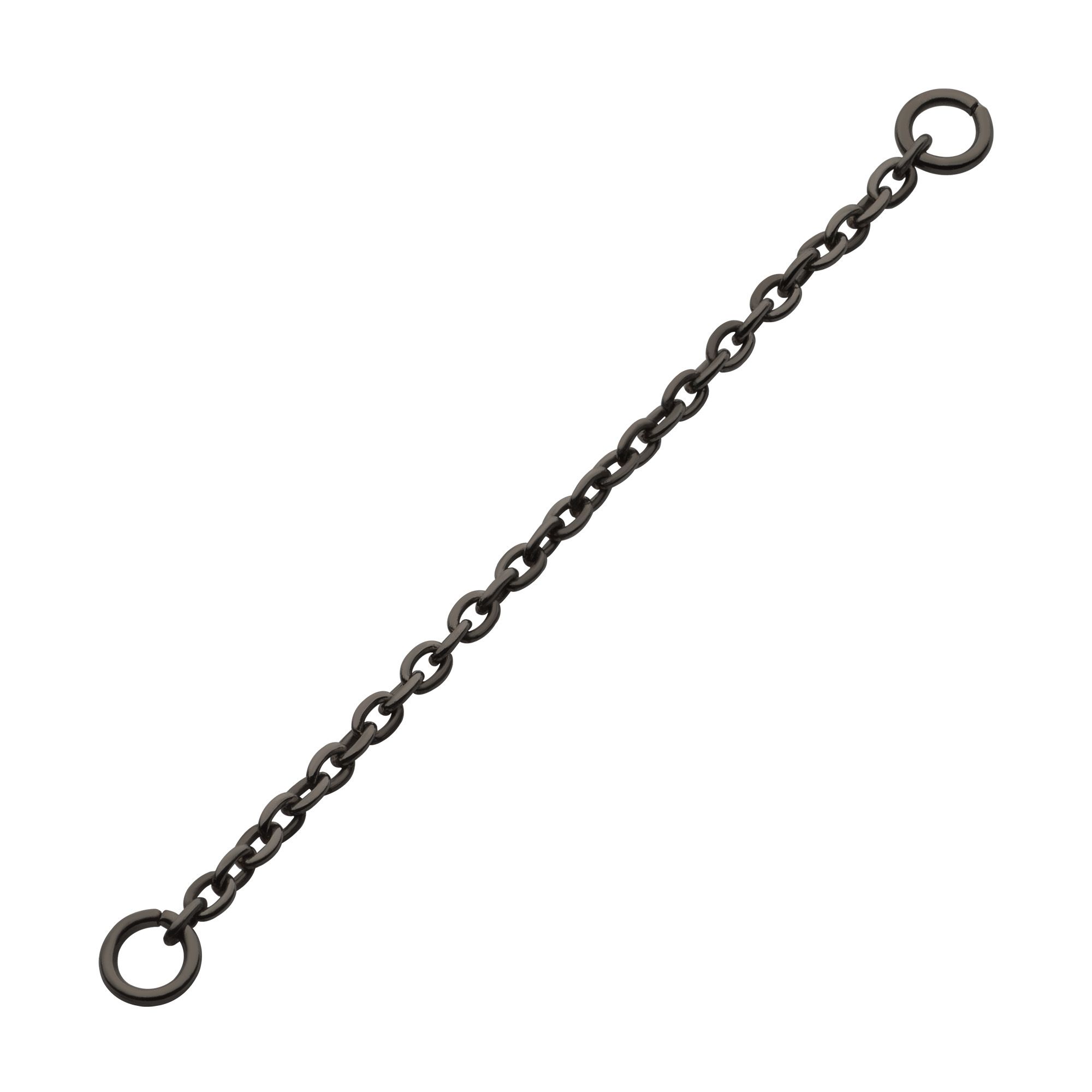 Black PVD Titanium 1.5mm Rolo Chain 2 Ring tipvdkchn2-078 -Rebel Bod-RebelBod