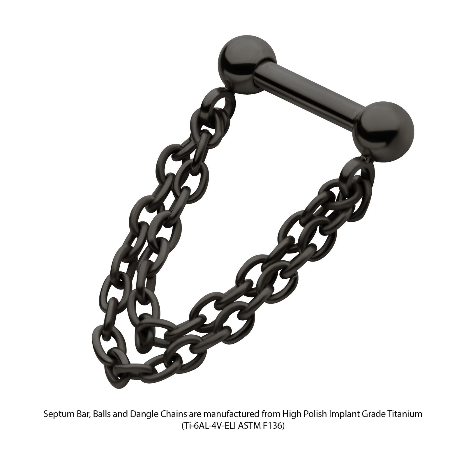Black PVD Titanium 2 Tier Chains a One Side Threadless, One Side Fixed Bar Ball ends -Rebel Bod-RebelBod