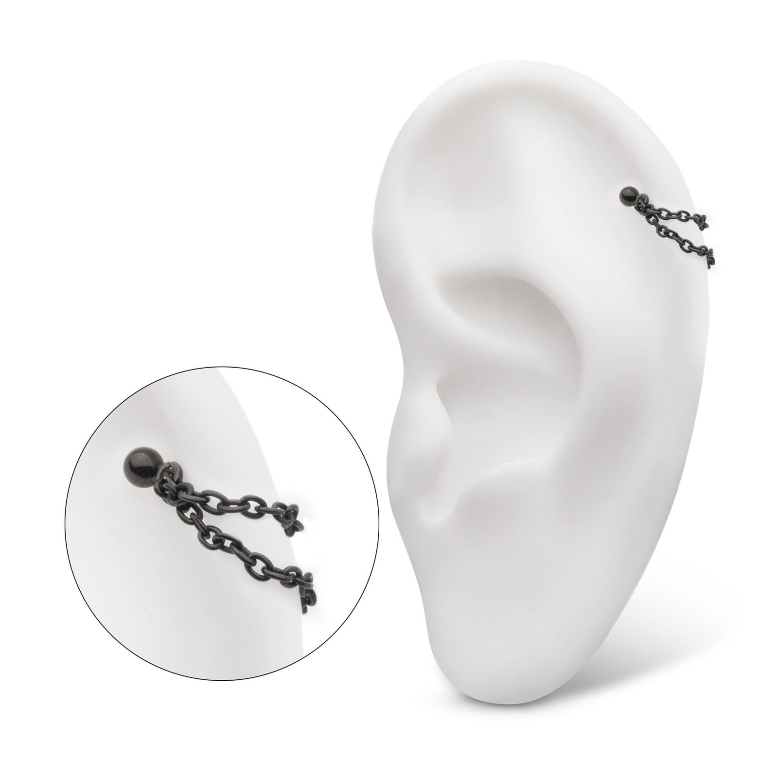 Black PVD Titanium 2 Tier Chains a One Side Threadless, One Side Fixed Bar Ball ends -Rebel Bod-RebelBod