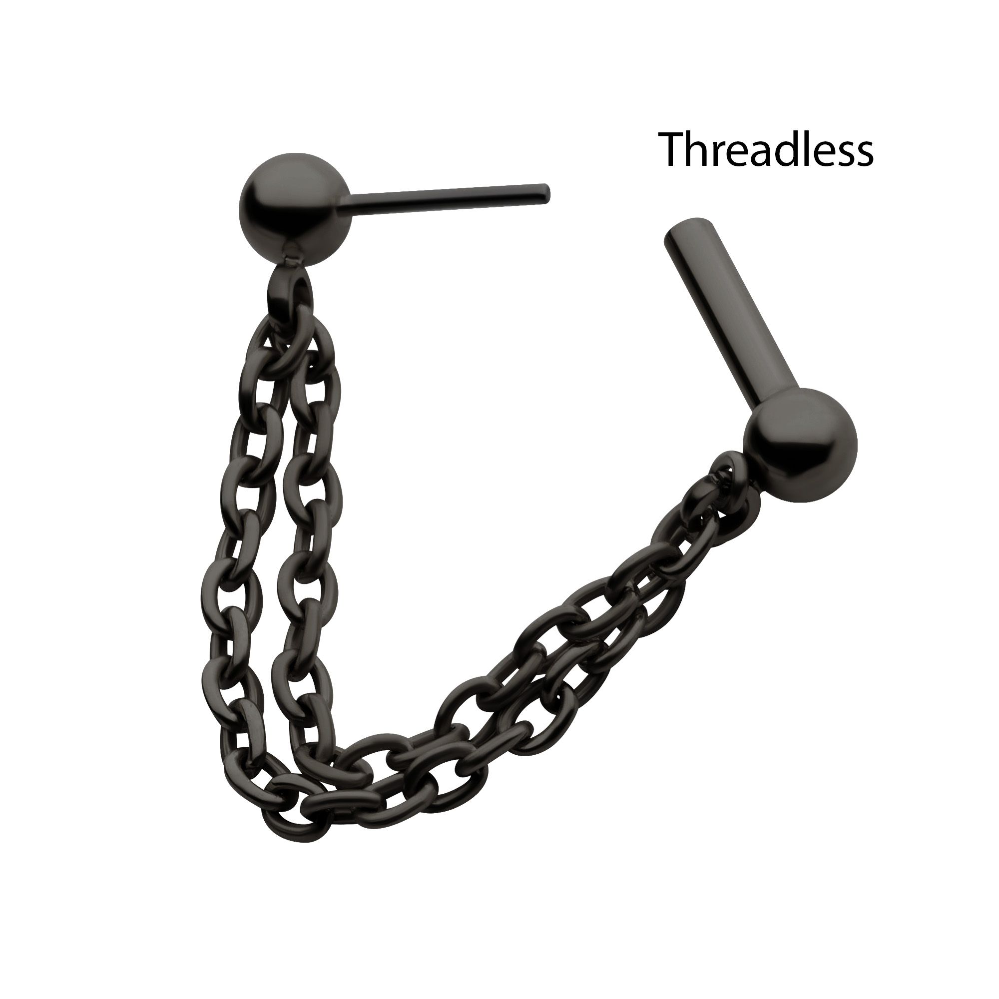Black PVD Titanium 2 Tier Chains a One Side Threadless, One Side Fixed Bar Ball ends -Rebel Bod-RebelBod