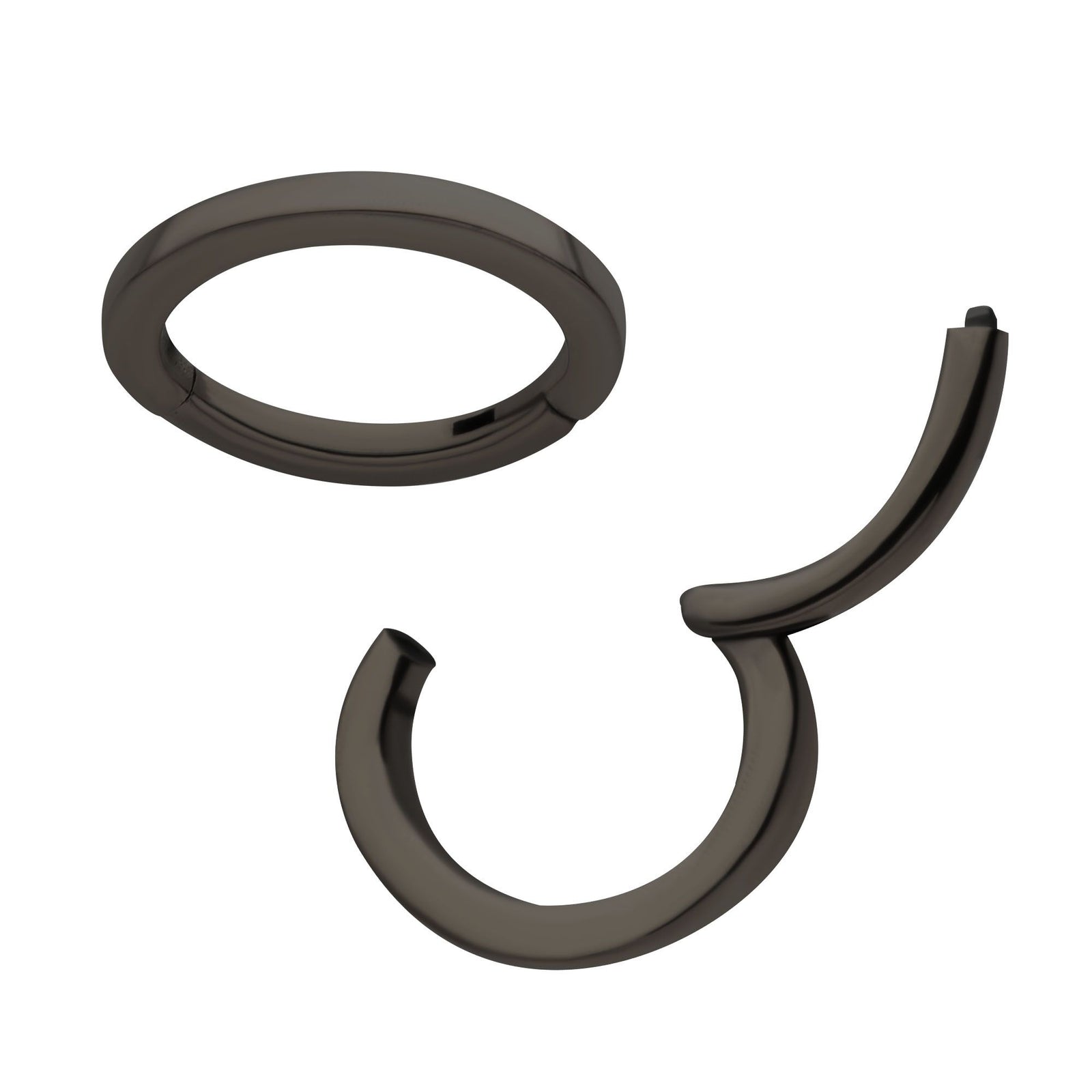 Black PVD Titanium Clicker Ring Oval Shape Hinged Segment tisgrhov160k -Rebel Bod-RebelBod