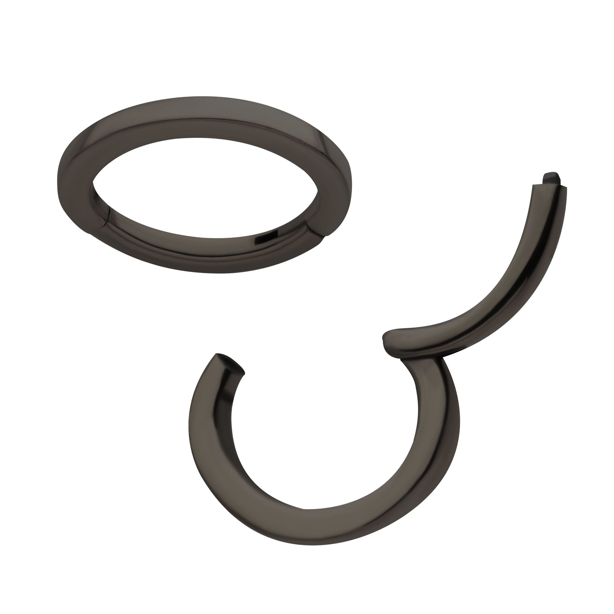 Black PVD Titanium Clicker Ring Oval Shape Hinged Segment tisgrhov160k -Rebel Bod-RebelBod