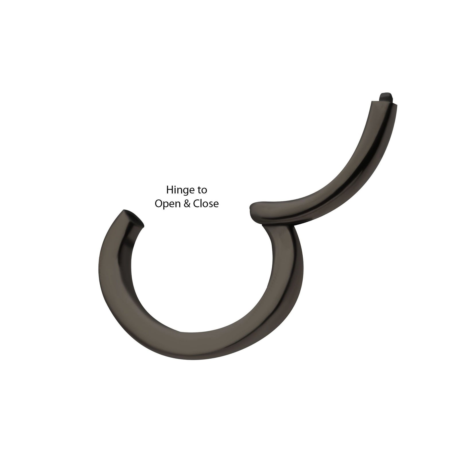 Black PVD Titanium Clicker Ring Oval Shape Hinged Segment tisgrhov160k -Rebel Bod-RebelBod