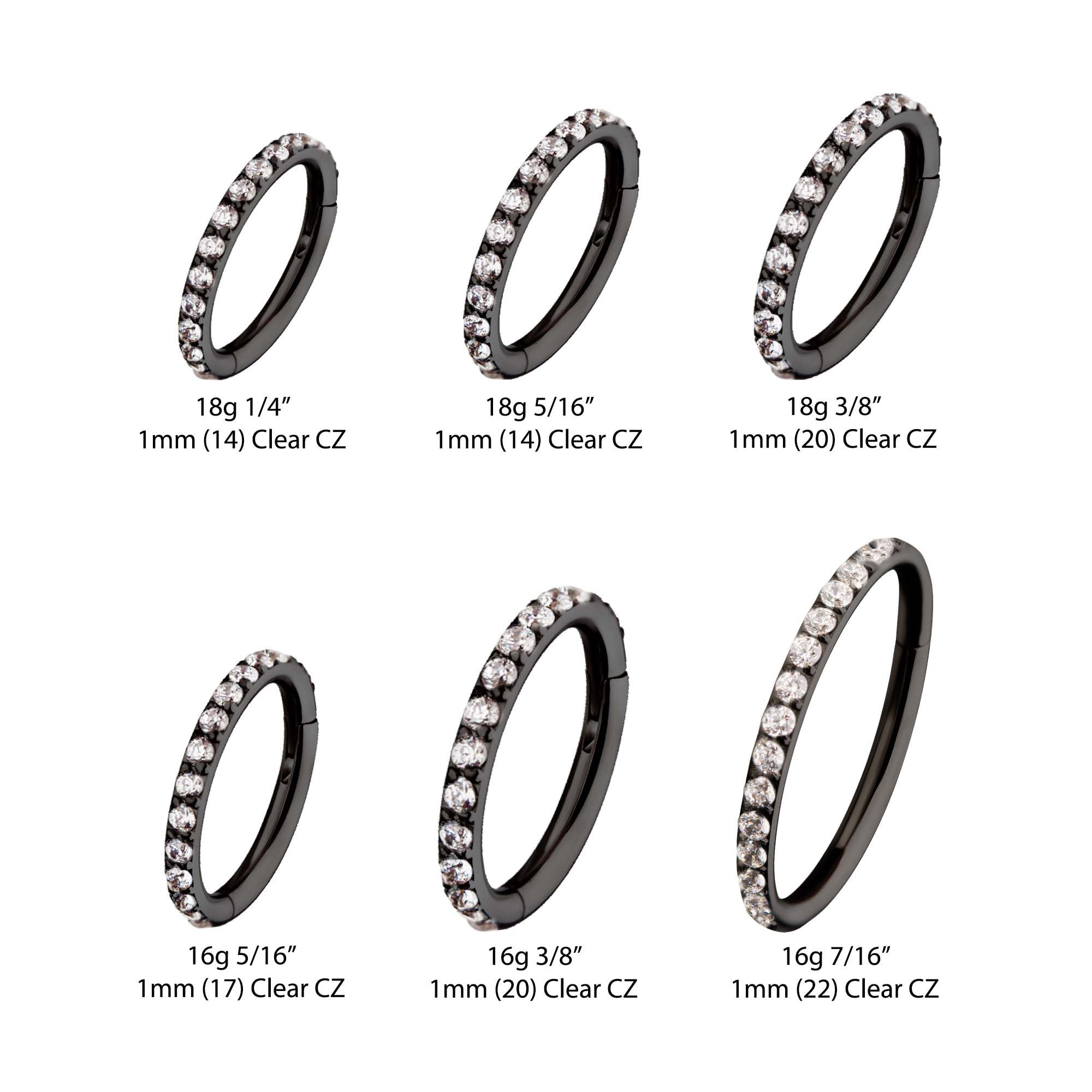 SEAMLESS CLICKER Black PVD Titanium CNC Set Clear CZ Eternity Side Facing Hinged Segment Clicker Ring -Rebel Bod-RebelBod