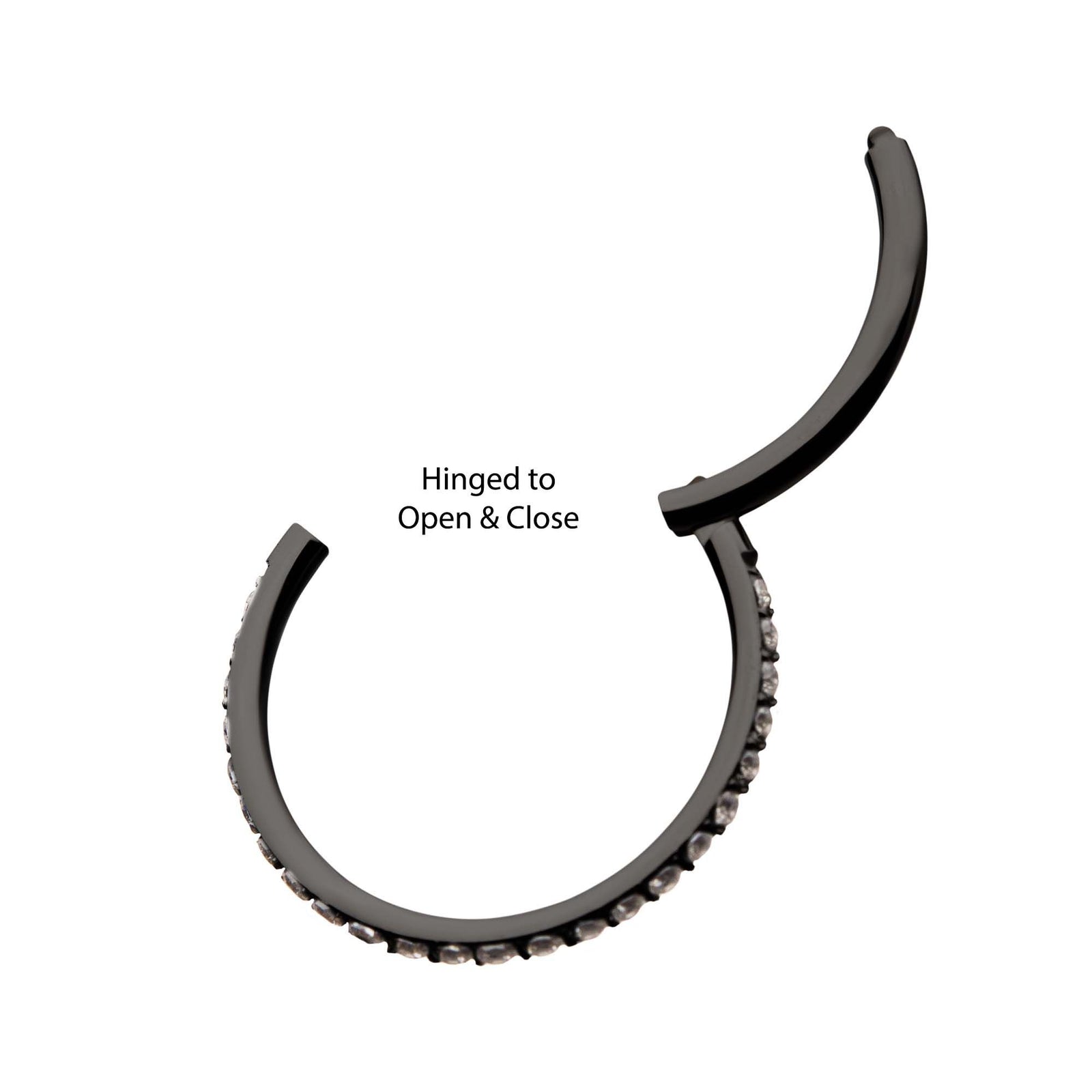 SEAMLESS CLICKER Black PVD Titanium CNC Set Clear CZ Eternity Side Facing Hinged Segment Clicker Ring -Rebel Bod-RebelBod
