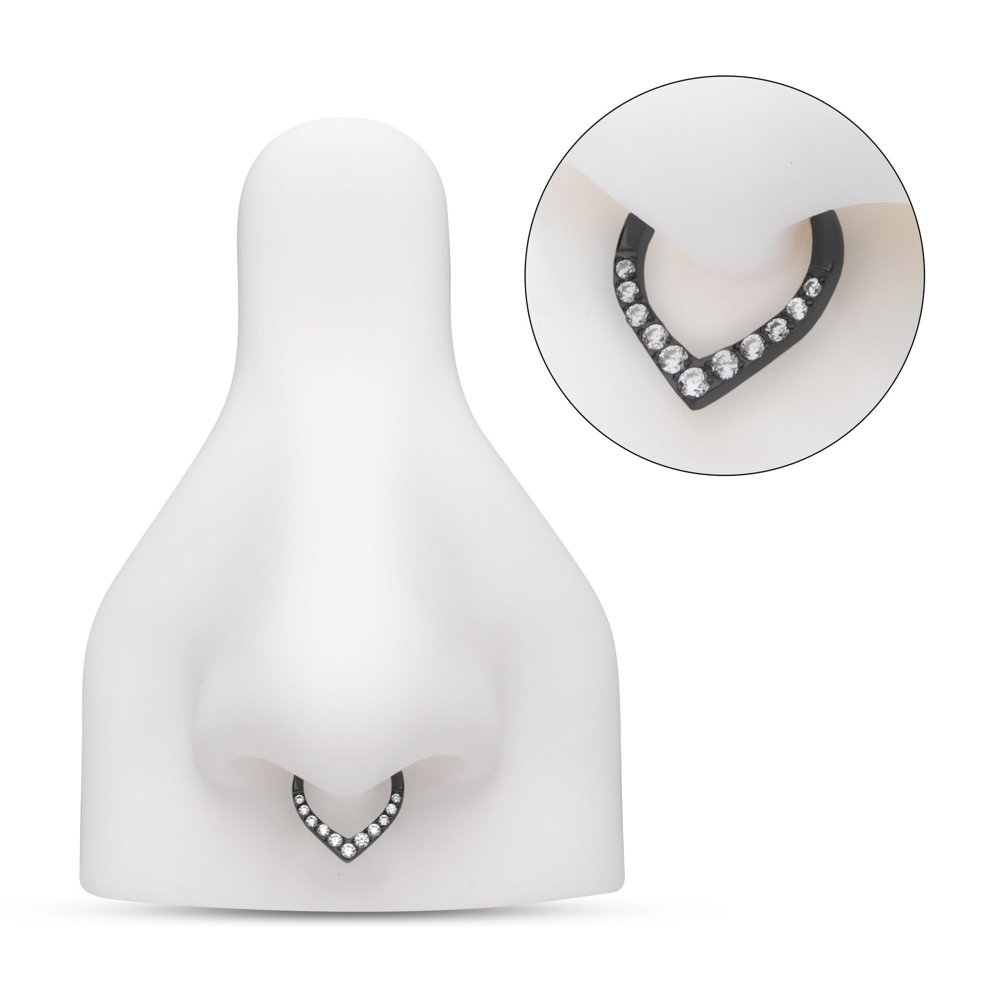 Clicker - Cartilage | Septum Black PVD Titanium CNC Set Gem Front Facing Teardrop Shape Hinged Segment Clicker Ring -Rebel Bod-RebelBod