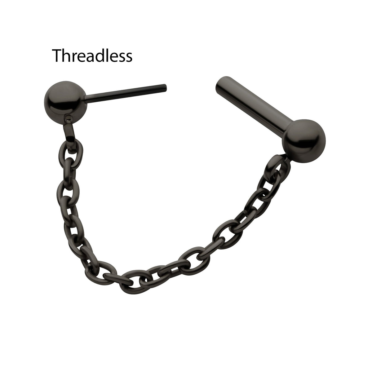 Cartilage Earring - Cartilage Chain Black PVD Titanium Dangle Chain a One Side Threadless, One Side Fixed Bar Ball ends -Rebel Bod-RebelBod