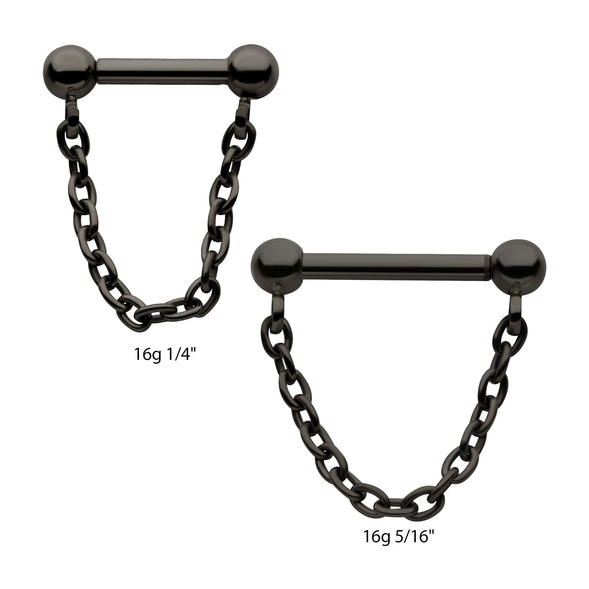 Cartilage Earring - Cartilage Chain Black PVD Titanium Dangle Chain a One Side Threadless, One Side Fixed Bar Ball ends -Rebel Bod-RebelBod