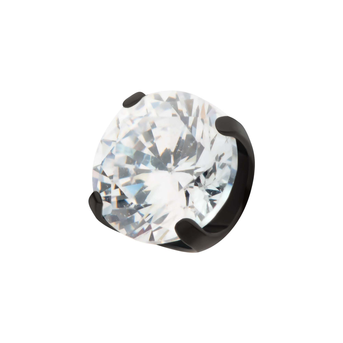 Black PVD Titanium Internally Threaded 4-Prong CZ Front Facing Top tipvdktd2c2516 -Rebel Bod-RebelBod