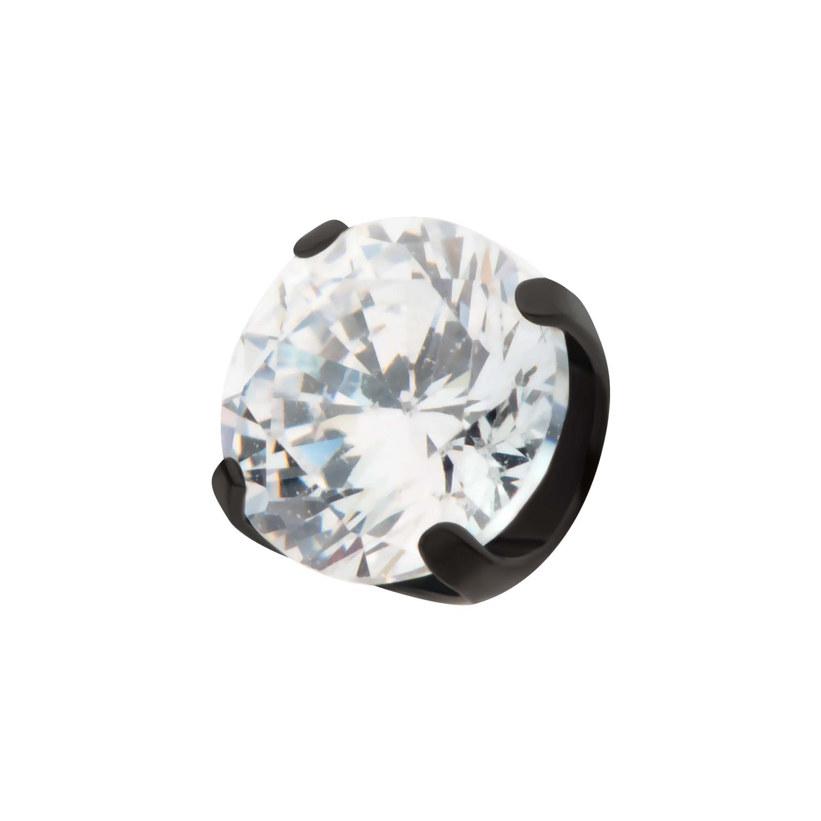 Black PVD Titanium Internally Threaded 4-Prong CZ Front Facing Top tipvdktd2c2516 -Rebel Bod-RebelBod