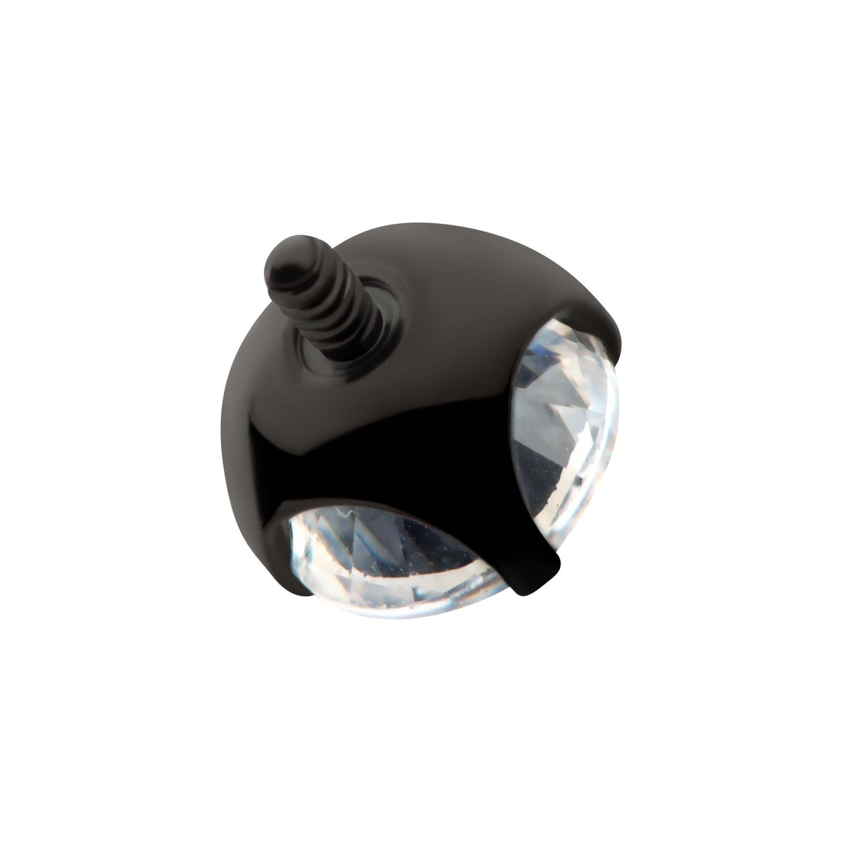 Black PVD Titanium Internally Threaded 4-Prong CZ Front Facing Top tipvdktd2c2516 -Rebel Bod-RebelBod