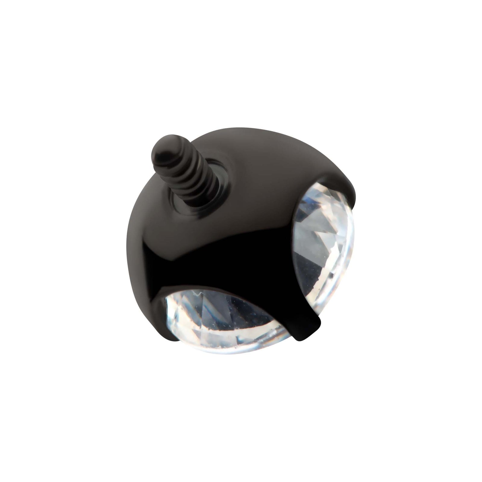 Black PVD Titanium Internally Threaded 4-Prong CZ Front Facing Top tipvdktd2c2516 -Rebel Bod-RebelBod