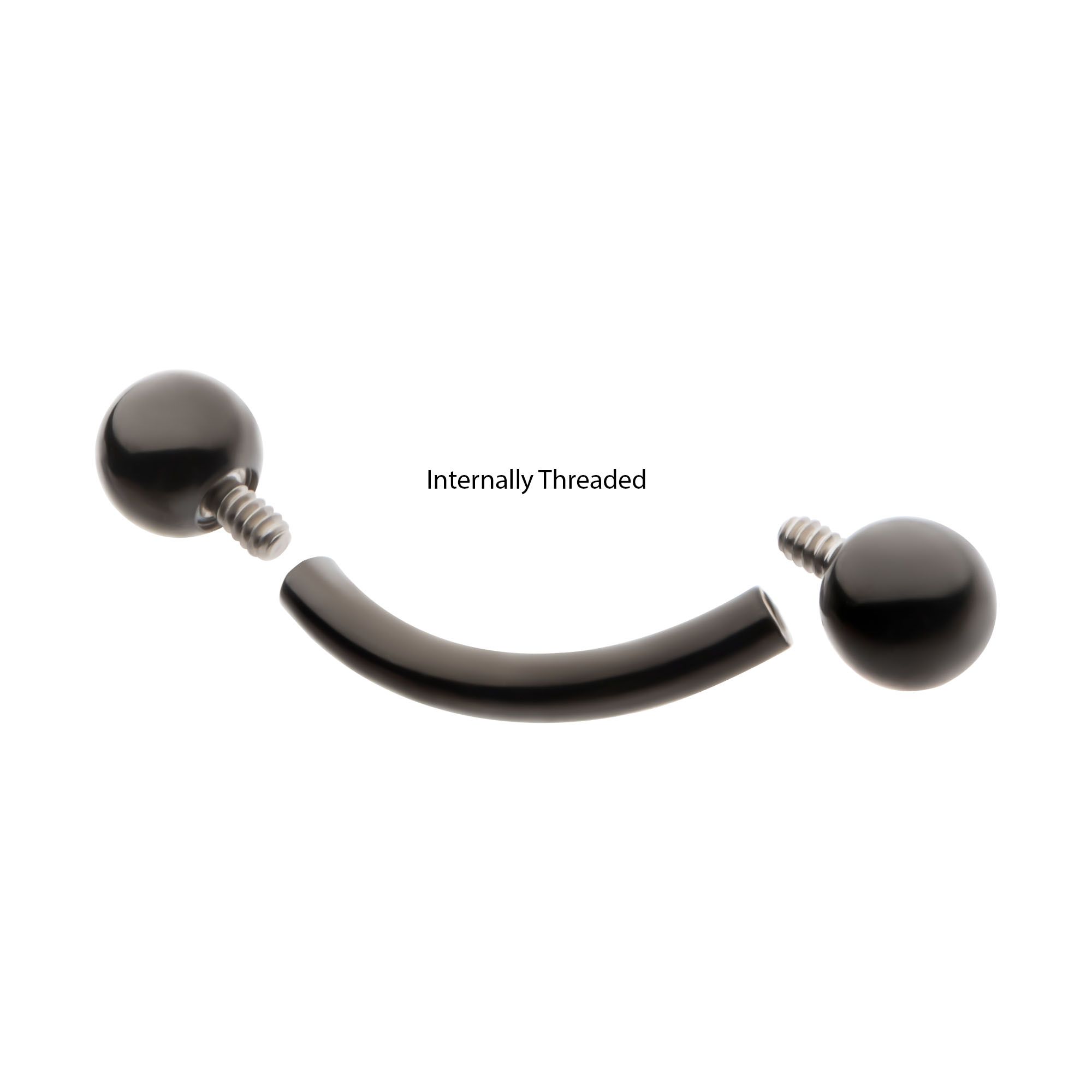 Black PVD Titanium Internally Threaded Ball End Curved Barbell tici611k -Rebel Bod-RebelBod