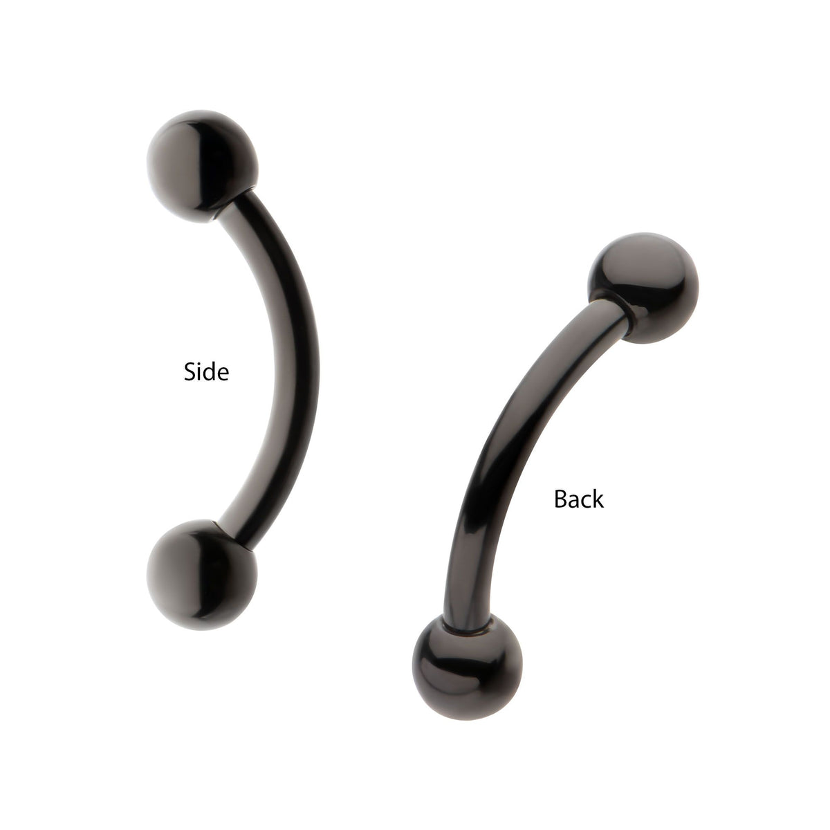 Black PVD Titanium Internally Threaded Ball End Curved Barbell tici611k -Rebel Bod-RebelBod