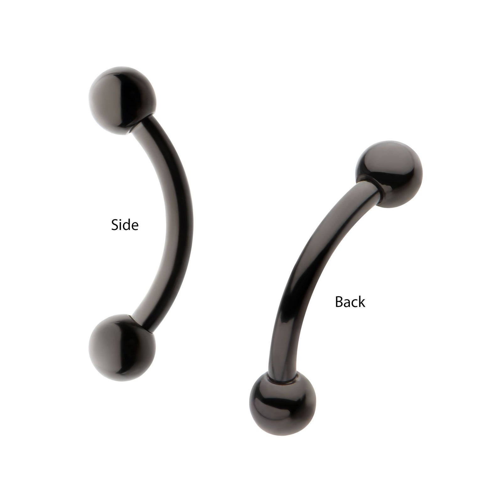 Black PVD Titanium Internally Threaded Ball End Curved Barbell tici611k -Rebel Bod-RebelBod