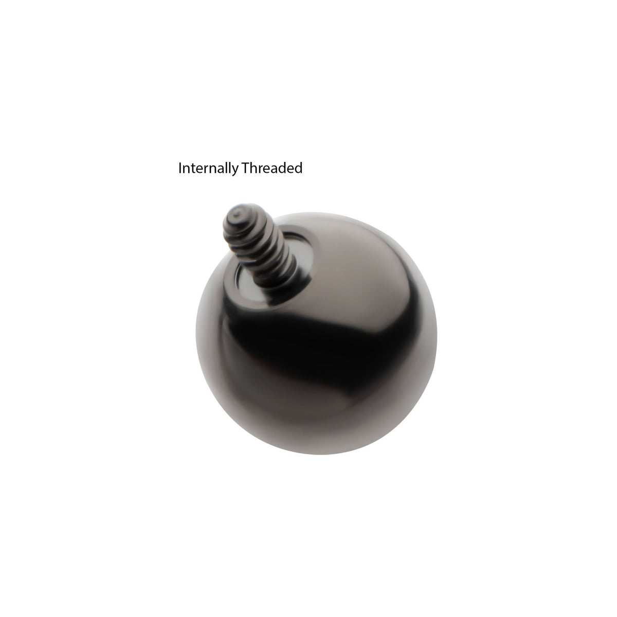 Black PVD Titanium Internally Threaded Ball Top tiball641k -Rebel Bod-RebelBod