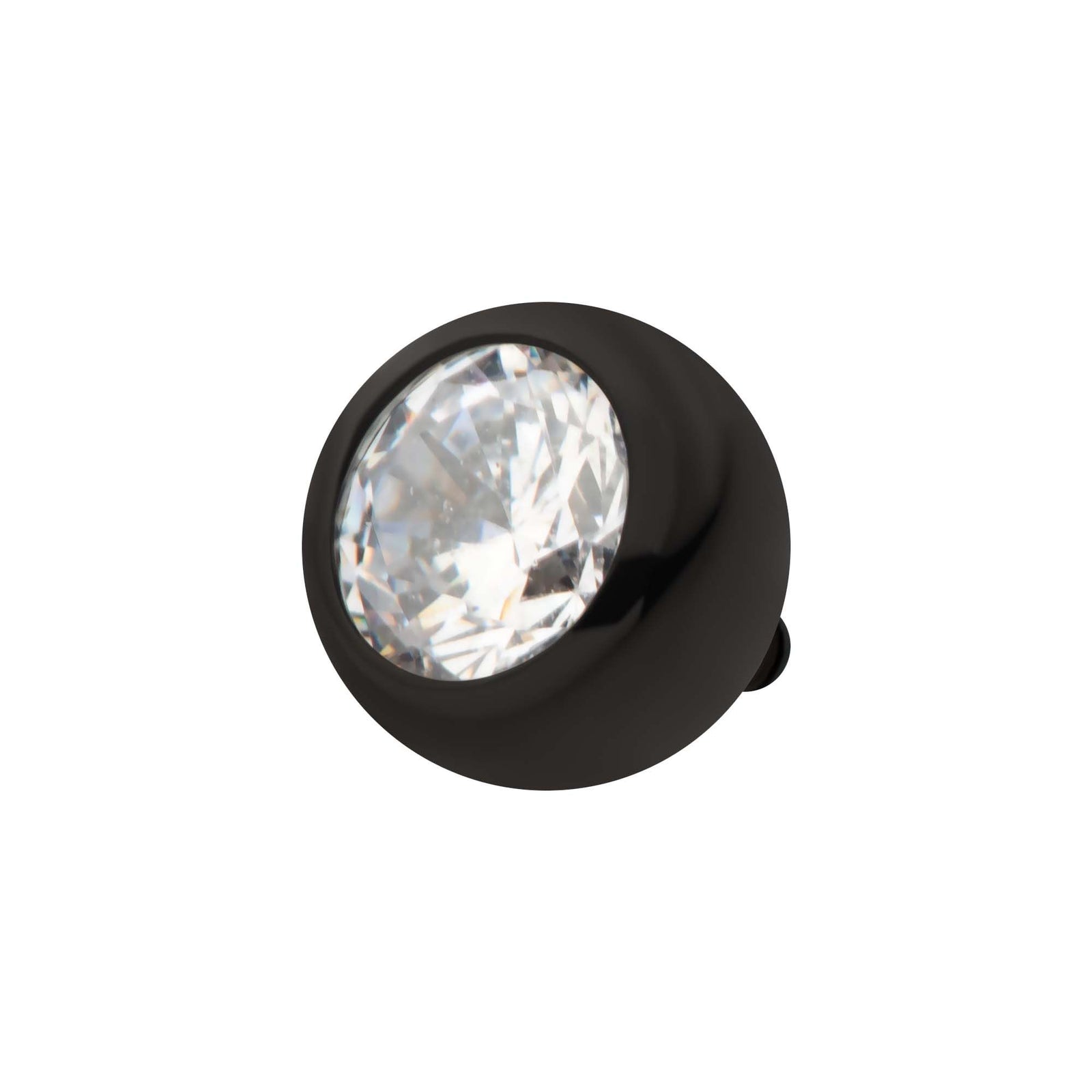 Black PVD Titanium Internally Threaded Bezel Set CZ Front Facing Top tipvdktd1c2516 -Rebel Bod-RebelBod