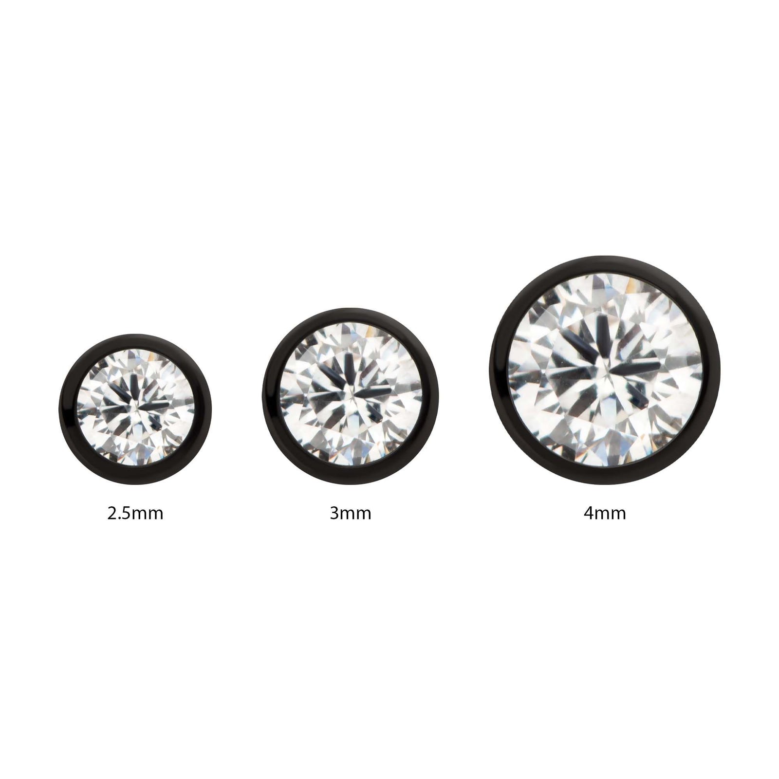 Black PVD Titanium Internally Threaded Bezel Set CZ Front Facing Top tipvdktd1c2516 -Rebel Bod-RebelBod